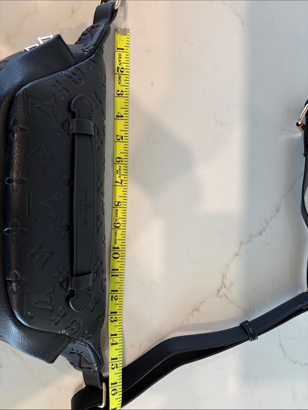 Black Monogram Empreinte Crossbody Bum Bag with Gold Hardware - Picture 13 of 14